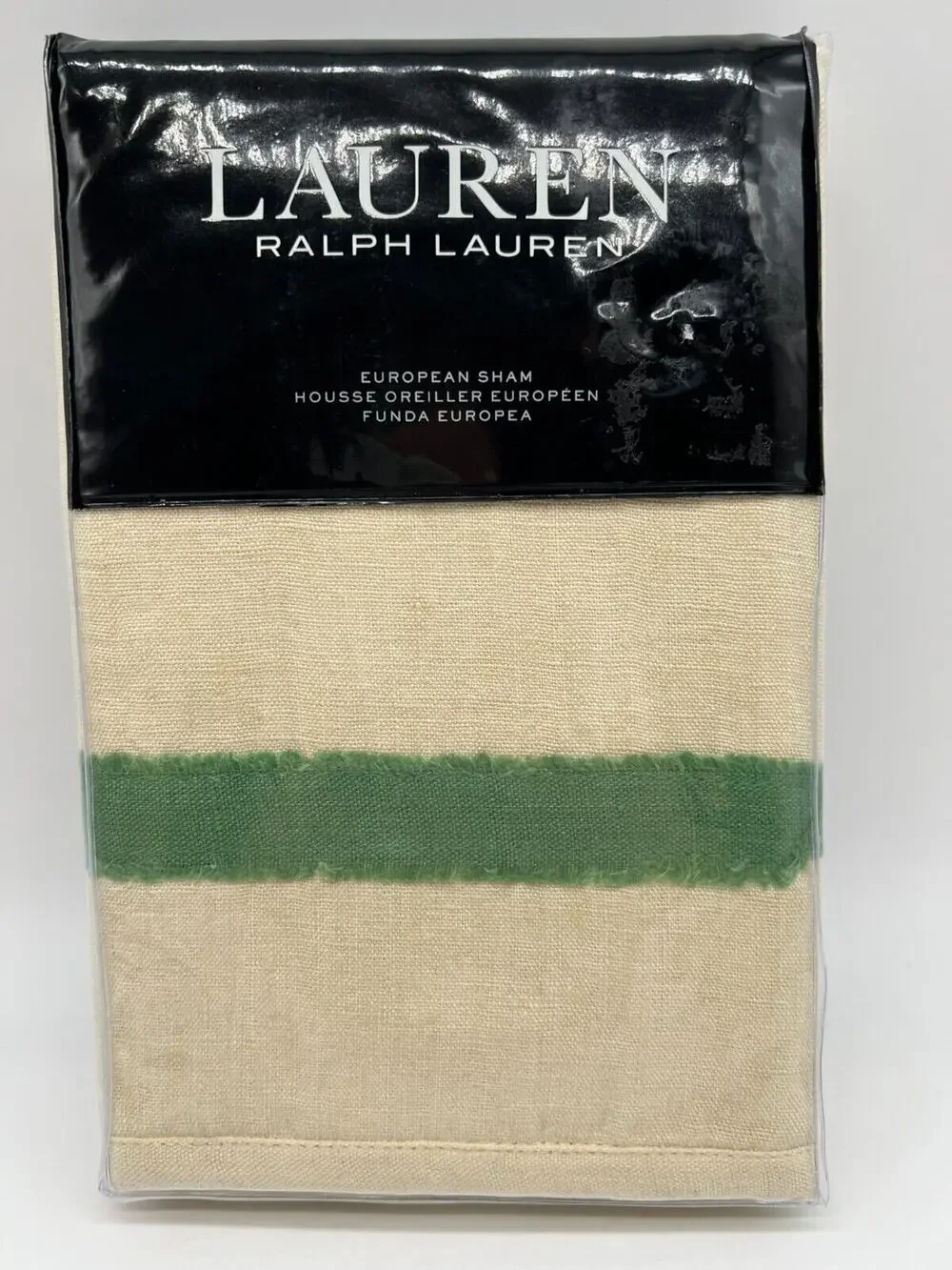 Lauren Ralph Lauren Allie Contrast Edge Euro Sham Light Hemp Green NEW